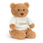 Personalised Bartholomew Bear – Cream Jumper Soft Toy
