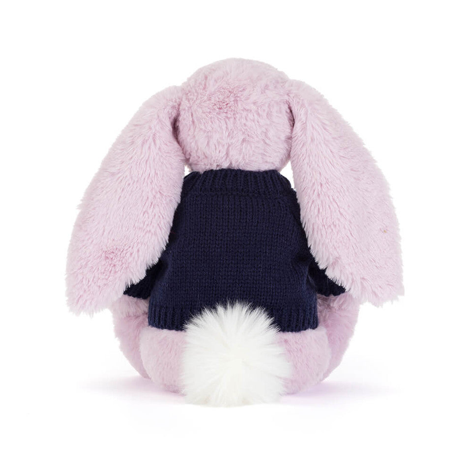 Custom Name Thistlepop Blossom Luxe Bunny with Navy Knitted Jumper